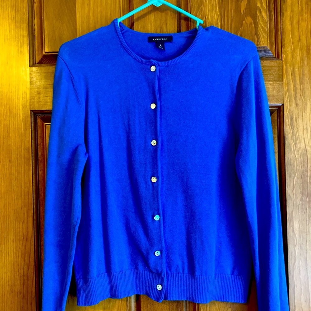 Lands end royal blue cotton cardigan